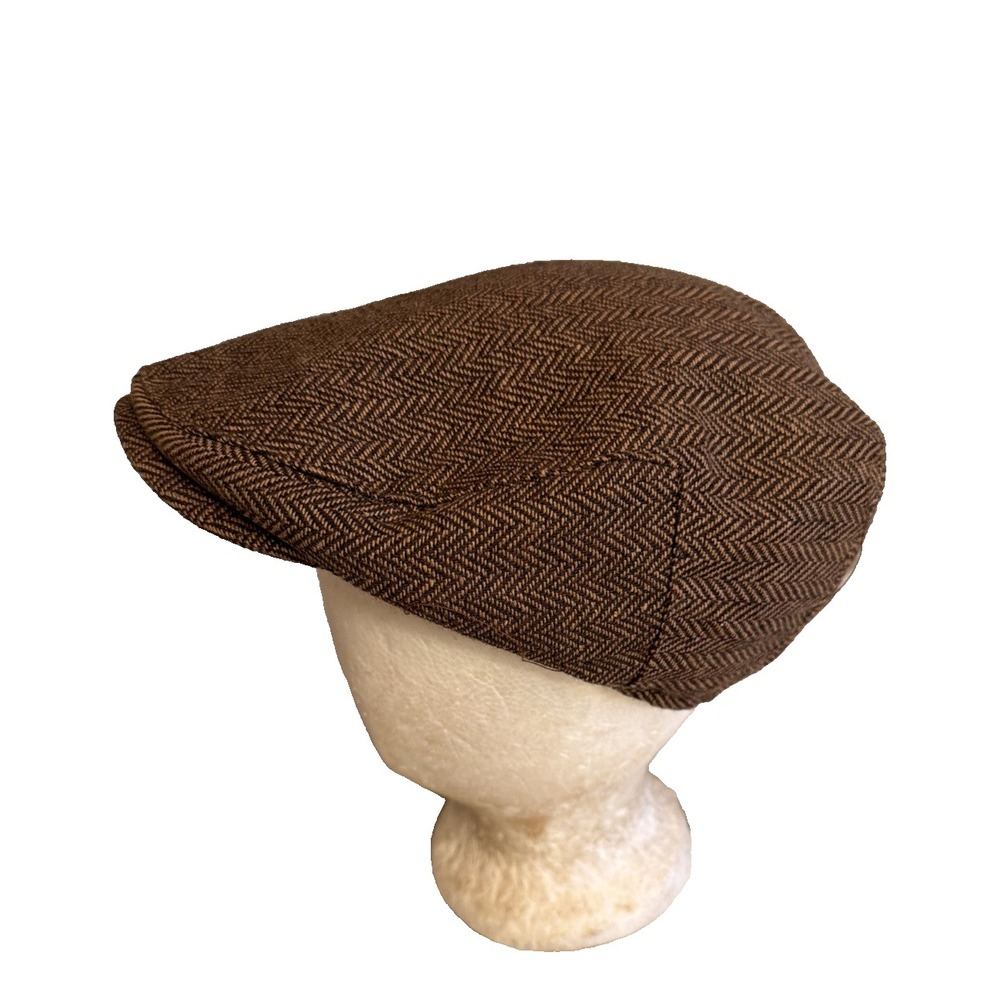 Brown Tweed‎ Flat Cap Hat Newsboy Size 58 Grandpa Retro Hipster